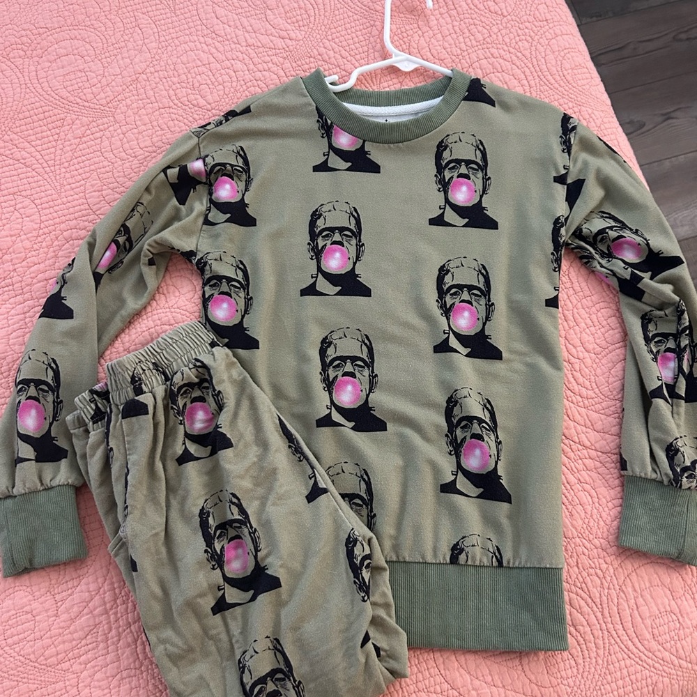 Kids Green Monster Print Pajamas